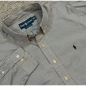 Polo Ralph Lauren Mens Classic Fit Gingham Button Down Shirt L Black White Pony